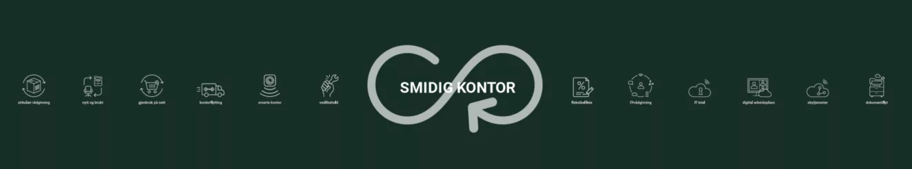 Smidig kontor groenn banner med ikoner