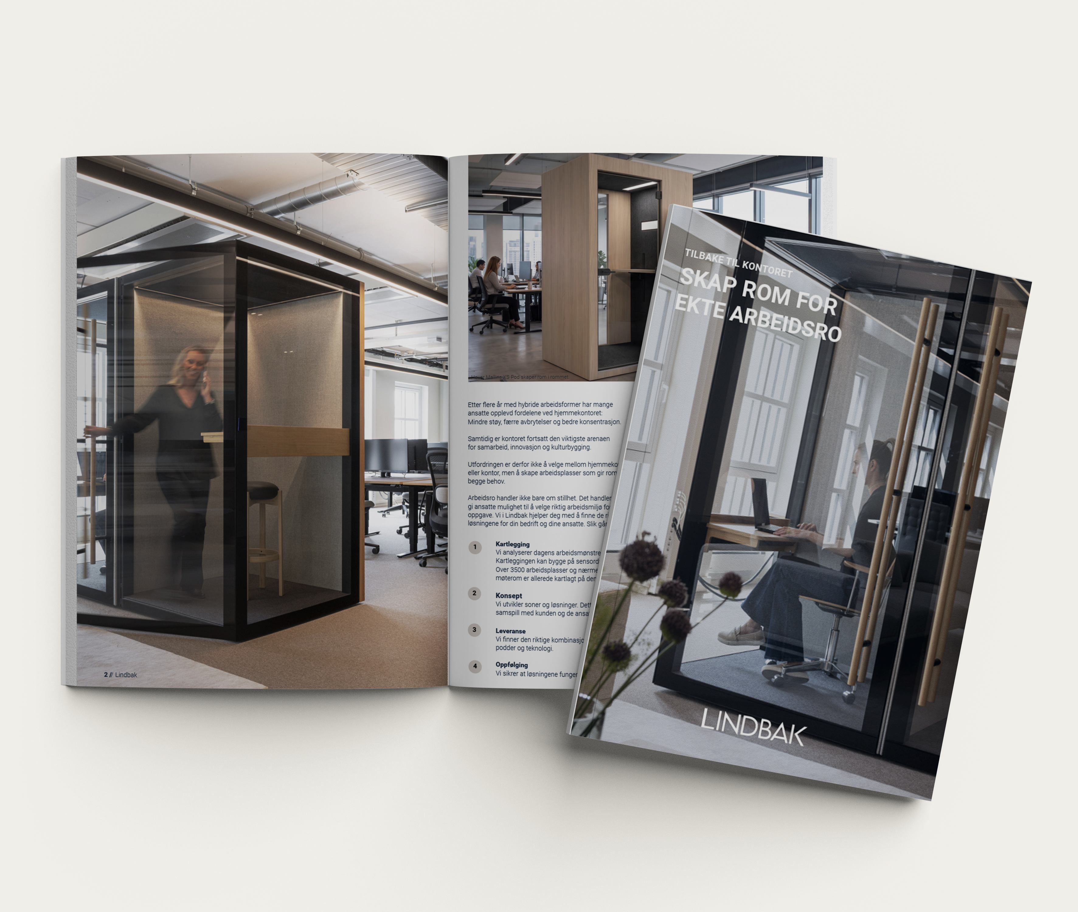 MOCKUP Brosjyre Skap rom for ekte arbeidsro 2026 Bakgrunn Cloud Dancer 2026