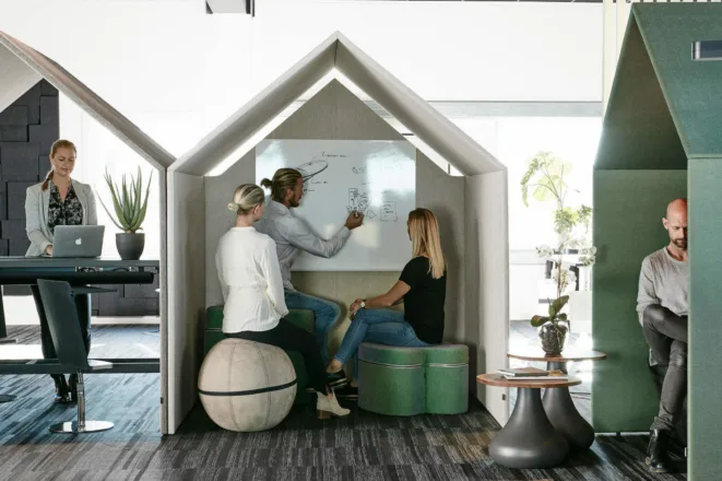 Götessons office balls half a hut and the hut b