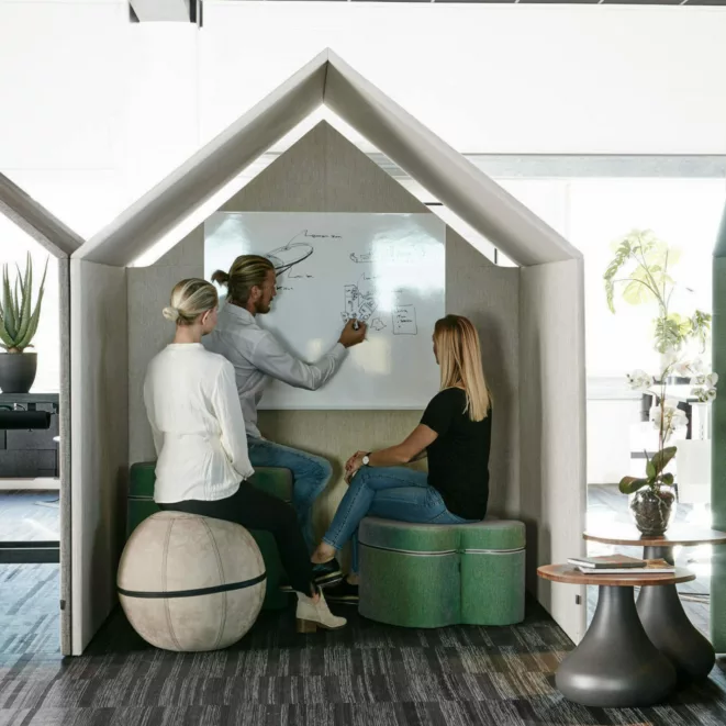 Götessons office balls half a hut and the hut b