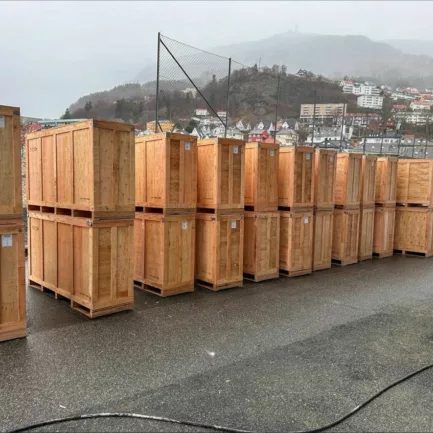 Led skjermer brann stadion for utpakking