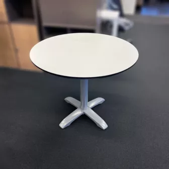 Rundt hvitt cafébord Ø 90 cm grå søyle