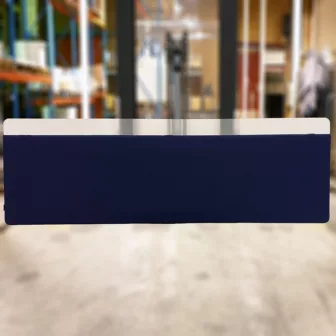 Blå / plexi bordskillevegg 200 x 65 cm