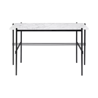 TS Desk - Hvit Carrara-Marmor / Sort understell