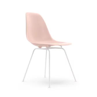Eames Plastic DSX - Lys rosa skall / Hvitt understell / Glidere for harde gulv