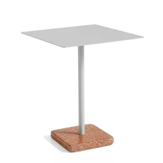 Terrazzo Table Square - Grå plate / Rød fot