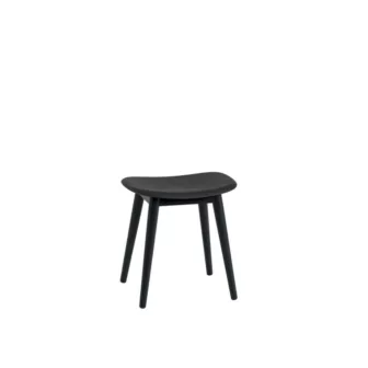 Fiber stool wood base - Sort sete / Sort understell
