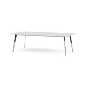 JW Table 2412 - Hvit laminat plate / Sølv understell