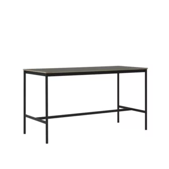 Base High Table - D:85 cm / Sort linoleum bordplate / Kryssfiner kant / Sort understell / Fotstøtte