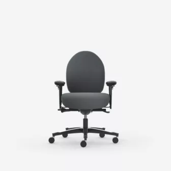 Malmstolen Focus R7 Medium - Mørk grå Select 60134 / Klargjort for nakkestøtte / Ergo flex armlen / Sort understell / Hjul for harde gulv