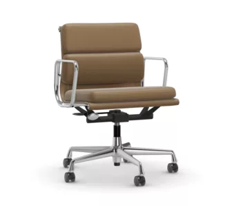 Soft Pad Chair EA 217 - Camel/coffee Plano tekstil / Polert aluminium armlener / Polert aluminium understell / Hjul for harde gulv