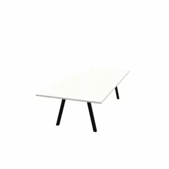Lux 280x120 cm konferansebord - Hvit bordplate / Sort understell