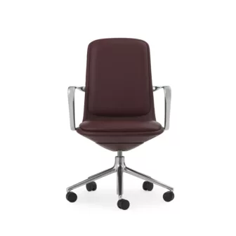 Off Chair lav 5W Aluminium m/liftomat - Brick Ultra Leather polstring / Armlener / Understell av sølvfarget aluminium