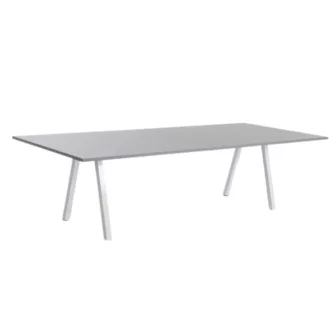 Lux 180x120 cm møtebord - Grå bordplate / Hvit understell