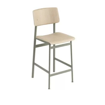 Loft counter stool - Eik sete / Dusty green understell
