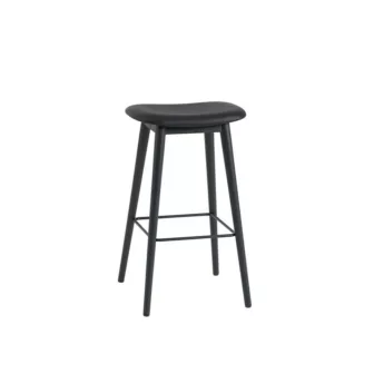 Fiber bar stool wood base - Refine sort skinn / Sort understell