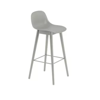 Fiber bar stool wood base - Grått sete / Grått understell