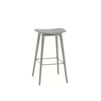 Fiber bar stool wood base - Grått sete / Grått understell