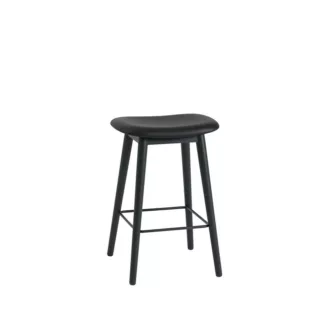 Fiber counter stool wood base - Refine sort skinn / Sort understell
