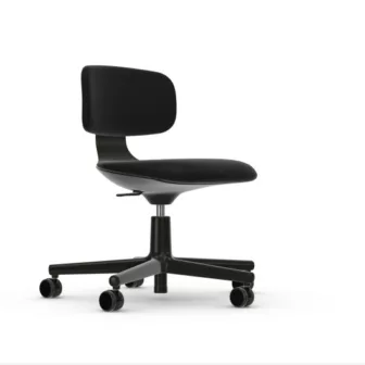 Rookie Chair - Sort Nero tekstil / Sort skall / Sort understell / Hjul for harde gulv