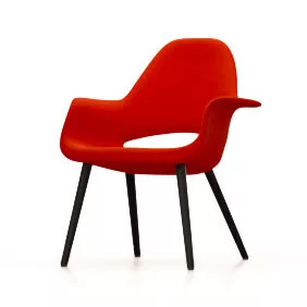 Organic Chair - Poppy red sete / Sort ask understell