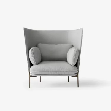 Cloud Lounge chair High - Grå kvadrat canvas 114 / Sort understell
