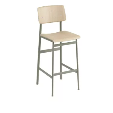 Loft bar stool - Eik sete / Dusty green understell