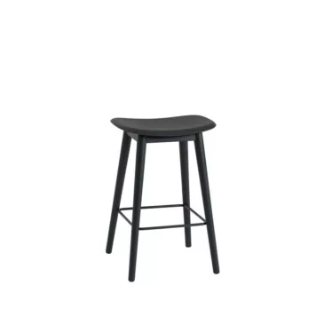 Fiber counter stool wood base - Sort sete / Sort understell