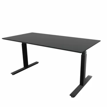 Arbeidsbord 160x80 - Sort bordplate, sort 2-leddet hev/senk understell