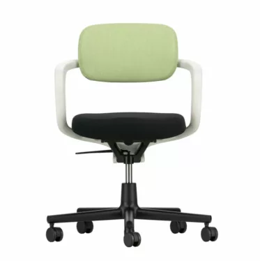 Allstar Chair - Grønn Hopsak tekstil / Hvite armlener / Sort understell / Hjul for harde gulv