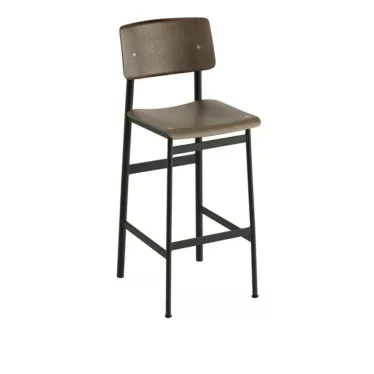 Loft bar stool - Beiset mørk brun sete / Sort understell
