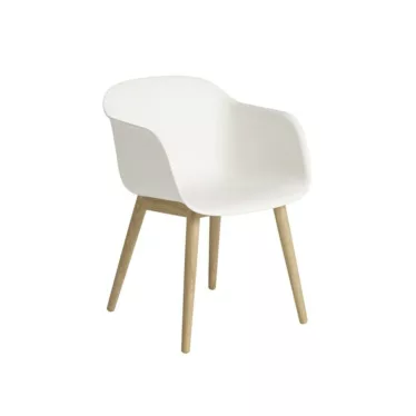 Fiber armchair wood base - Hvitt sete / Eik understell