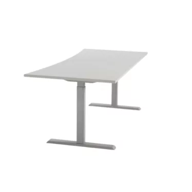 Edge T-bein 180x90 cm - Hvit bordplate / Slak magebue / Sølvgrå T-bein understell 70-120 cm
