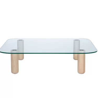 Fogia Big Sur Low Table - Transparent glass / Lys eik understell