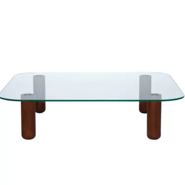 Fogia Big Sur Low Table - Transparent glass / Røkt eik understell