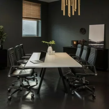 Lux 180x120 cm møtebord - Mørk grå bordplate / Sølv understell