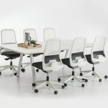 Lux 180x120 cm møtebord - Hvit bordplate / Hvit understell