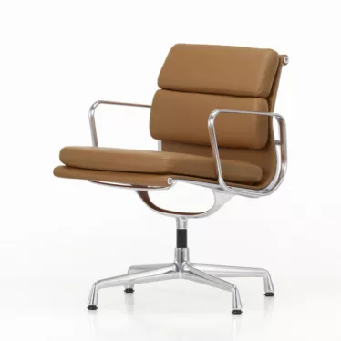 Soft Pad Chair EA 217 - Cognac Plano tekstil / Polert aluminium armlener / Polert aluminium understell / Hjul for harde gulv