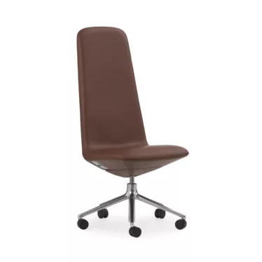 Off Chair høy 5W Aluminium - Cognac Ultra Leather lær / Sølvfarget understell av aluminium