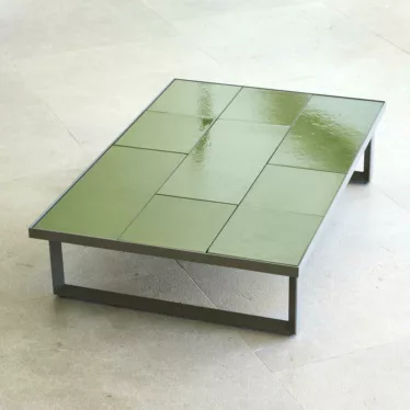 Glaze 120 x 70 cm - Grønn lavastein bordplate / Taupe aluminium understell