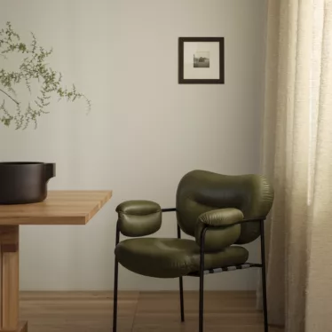 Bollo Dining chair - Sort Elmosoft skinn / Sort understell