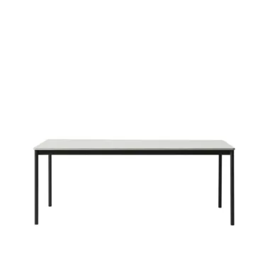 Base Table - Sort linoleum / Hvitt understell