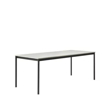 Base Table - Sort linoleum / Hvitt understell
