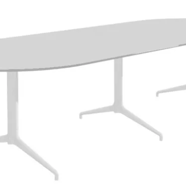 Kvart ovalt 240x120 cm - Sort bordplate / Sort aluminium understell