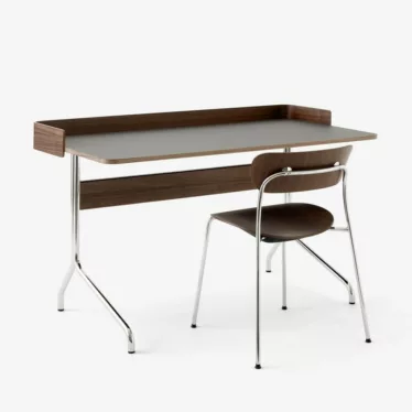 Pavilion Desk AV17 - Linoleum Iron 4178 / Valnøtt / Krom ben