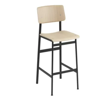 Loft bar stool - Beiset mørk brun sete / Sort understell