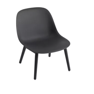 Fiber lounge chair tube base - Refine konjakk skinn / Eik understell