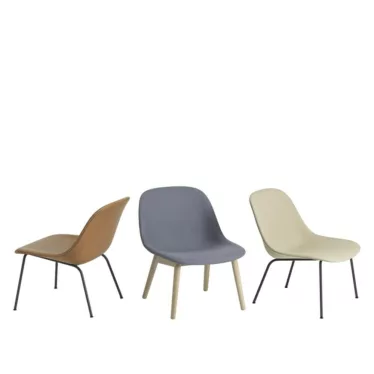 Fiber lounge chair tube base - Blå Divina 154 / Eik understell