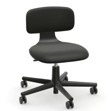 Rookie Chair - Sort Nero tekstil / Sort skall / Sort understell / Hjul for myke gulv