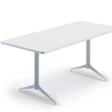 Kvart rektangulært 240x80 cm - Hvit bordplate / Hvitt understell